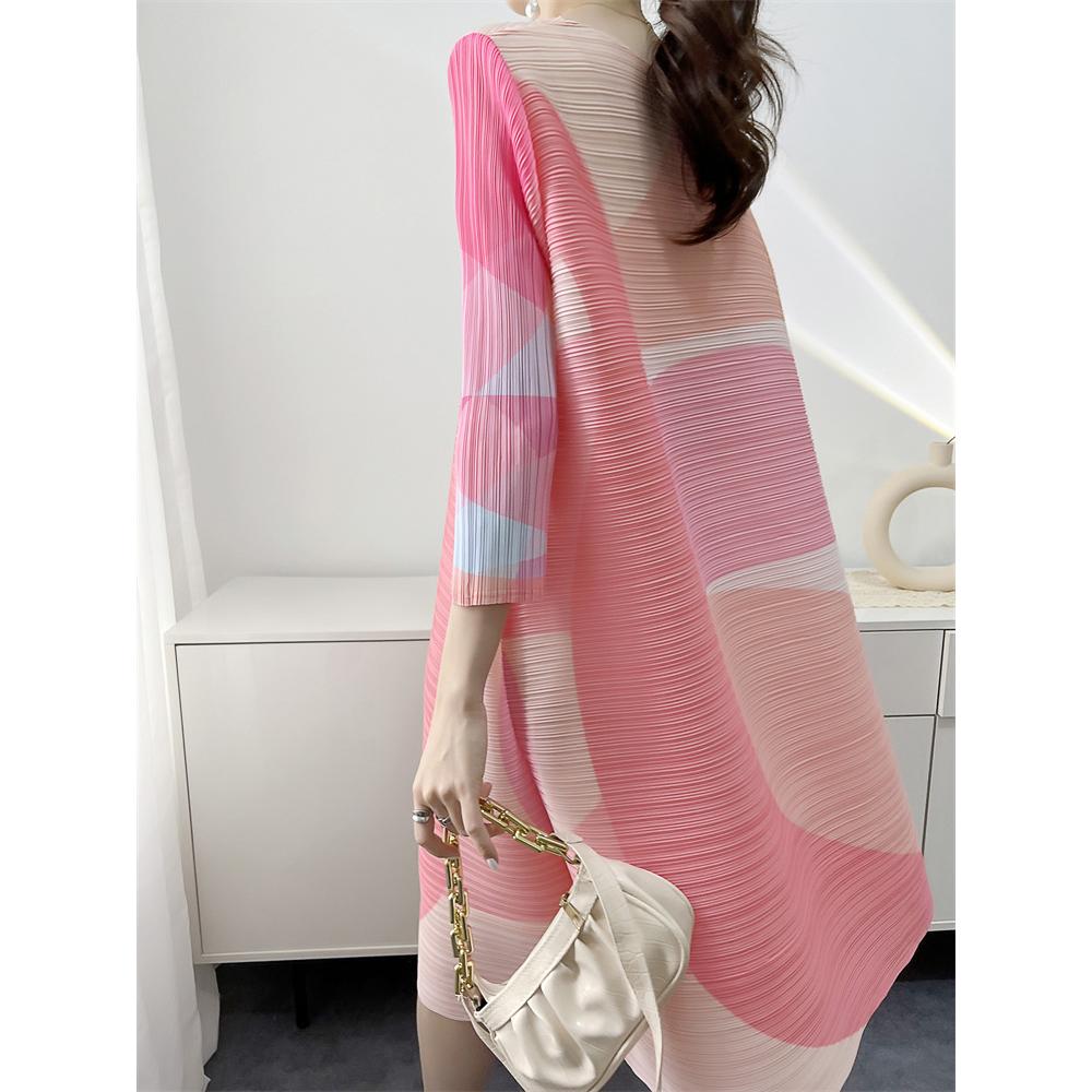 Women's Dresses Evening Dresses Beautiful Printed Pleated Dress Summer Age Plus Size Loose Mid-year Long Female Skirt