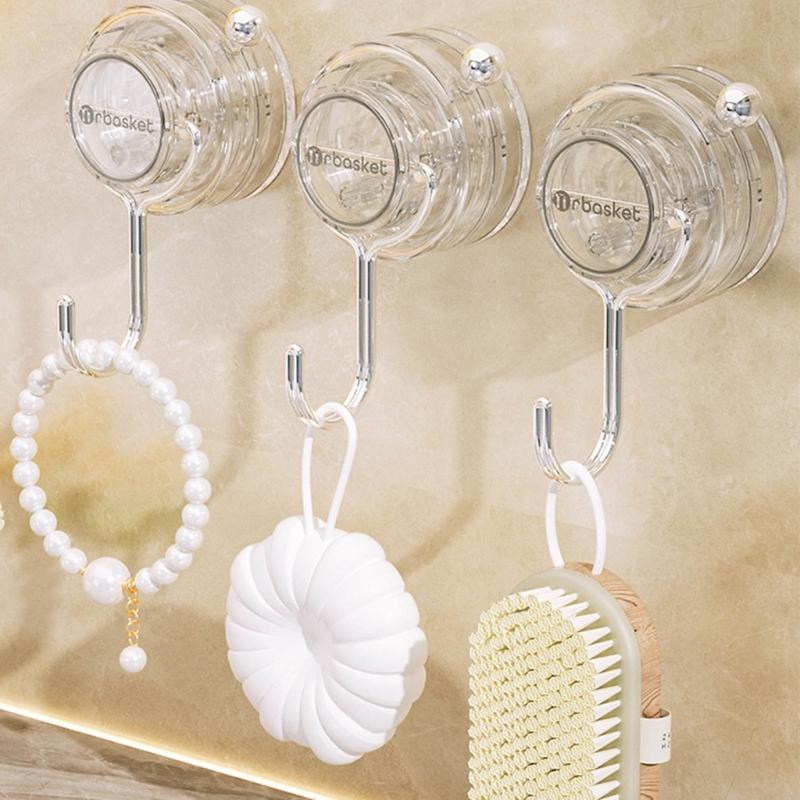 Set of 2 Suction Cup Hook Clip Multifunctional Clear Holders for Home and Supermarket Daily Casual Use Organization