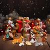 1 Conjunto Ornamentos Presentes Nascimento de Cristo Presépio Artesanato Resina Manjedoura de Natal Decoração Figuras Católicas