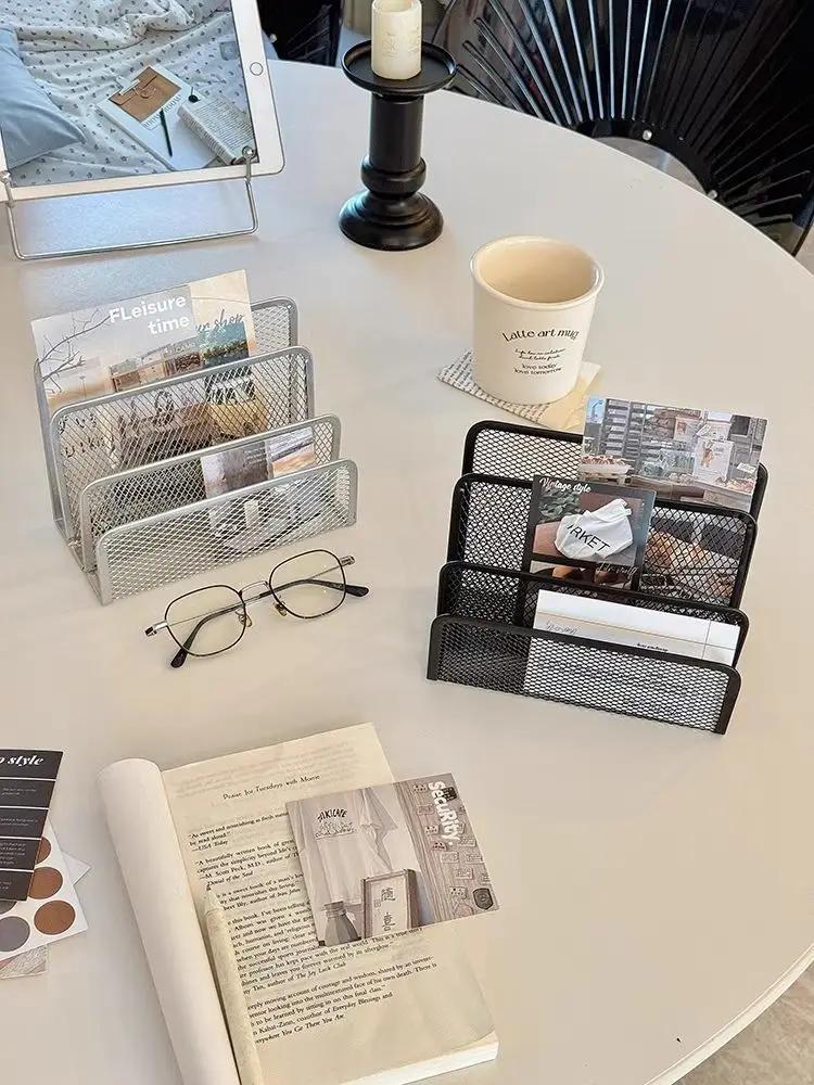 1 Pcs Desk Mail Organizer Small File Holders Letter Organizer Metal Mesh Document Filing Folders Paper Organizer for Desktop