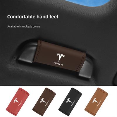 2Pcs Car Anti Slip Pull Glove Leather Handle Protector Cover For Y S Highland Juguete Model 3 Coil X Cybertruck SpaceX
