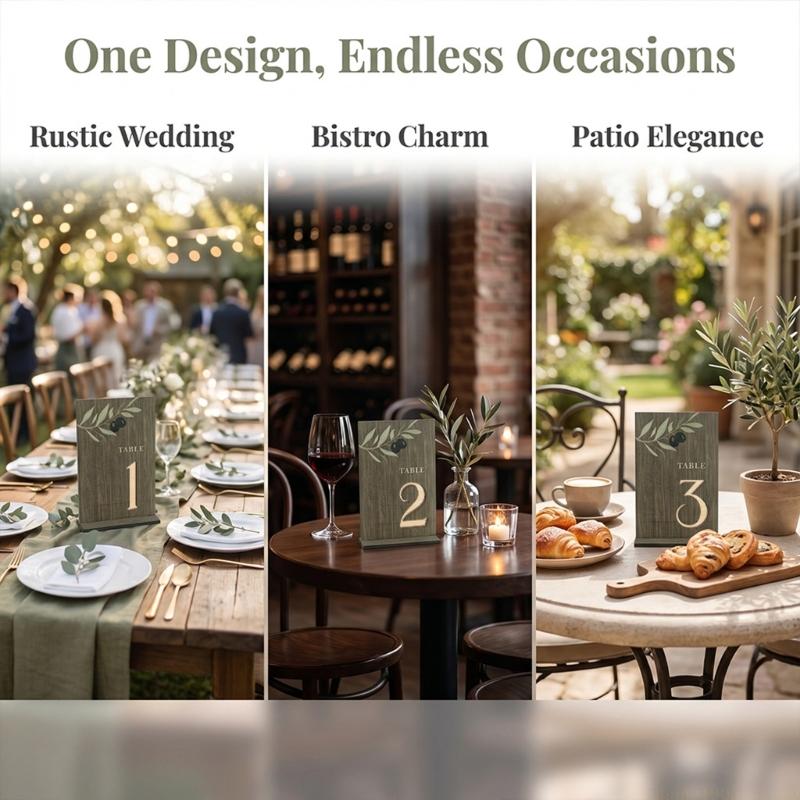 QX2E Stylish Wedding Table Number Pine Table Marker With Delicate Sages For Wedding Anniversary Or Gathering