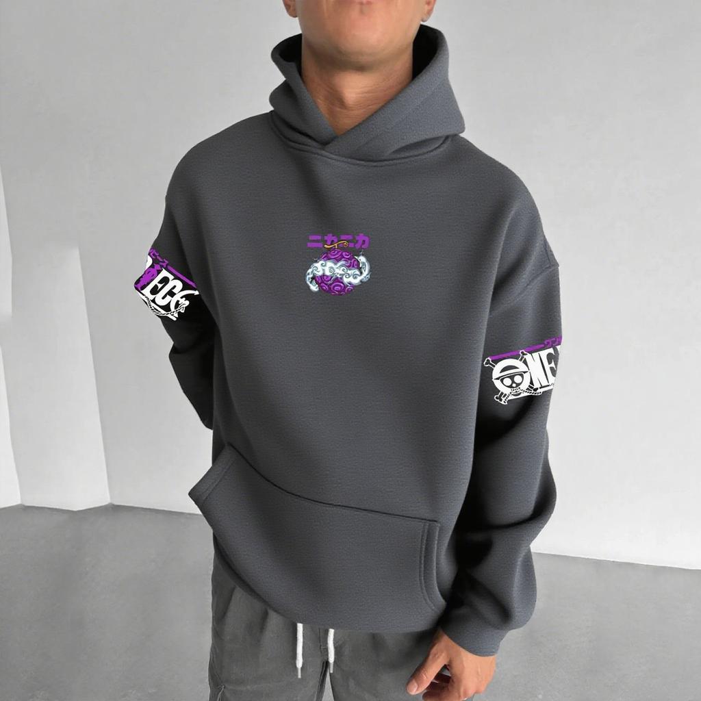 Sweat à capuche pour homme Anime One Piece Luffy Gear 5 Impression Graphique Streetwear Cosplay Veste Décontractée Hauts Printemps Automne