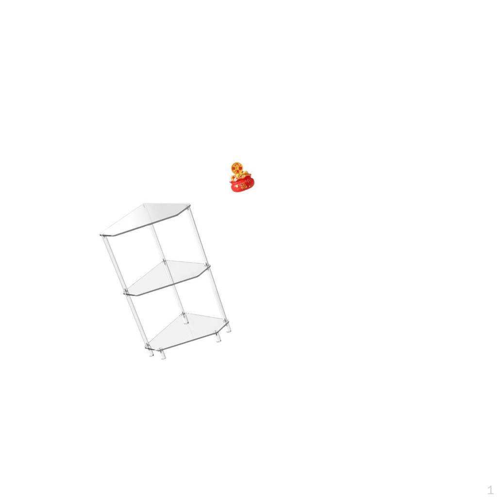 Modern Corner Side Table with Three Tier Shelves And Figurine Ornament for Kitchen Living Room