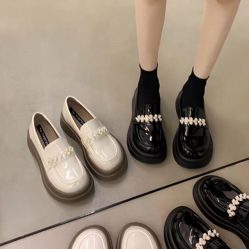 Glänzende Plateau kleine Lederschuhe Damen ins Britischer College-Stil neu erhöhend vielseitig Spice Girl jk Einzelschuhe