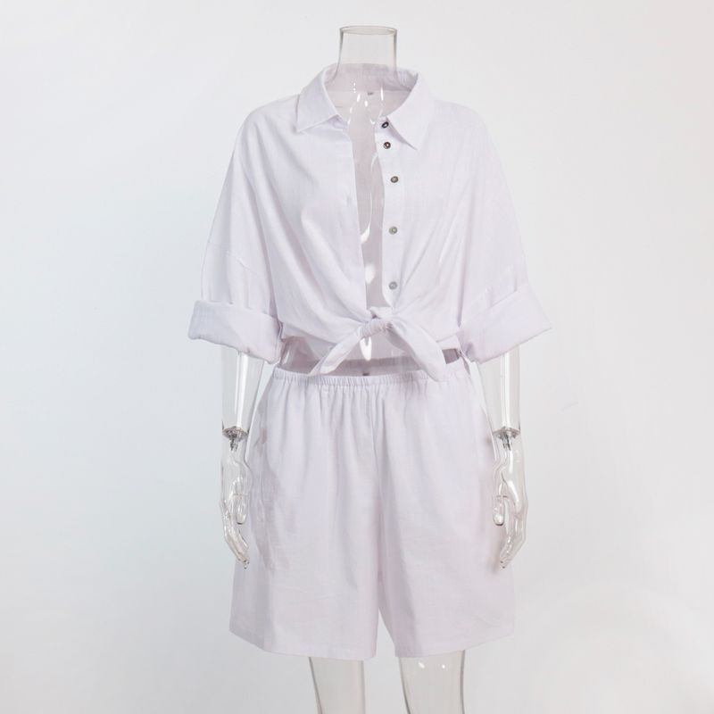 Loose Long Sleeved Shirt and Shorts Set Loose Long Sleeves Shirt Shorts Suit