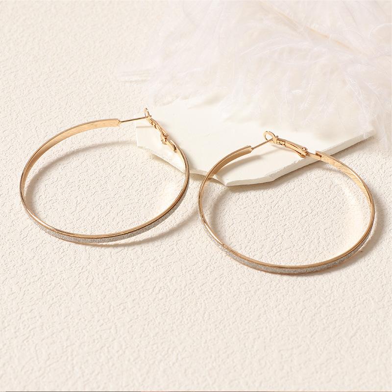 Simple and Exaggerated Large Circle Earrings Fashion Geometric Rings Shiny Frosted Women's Earrings