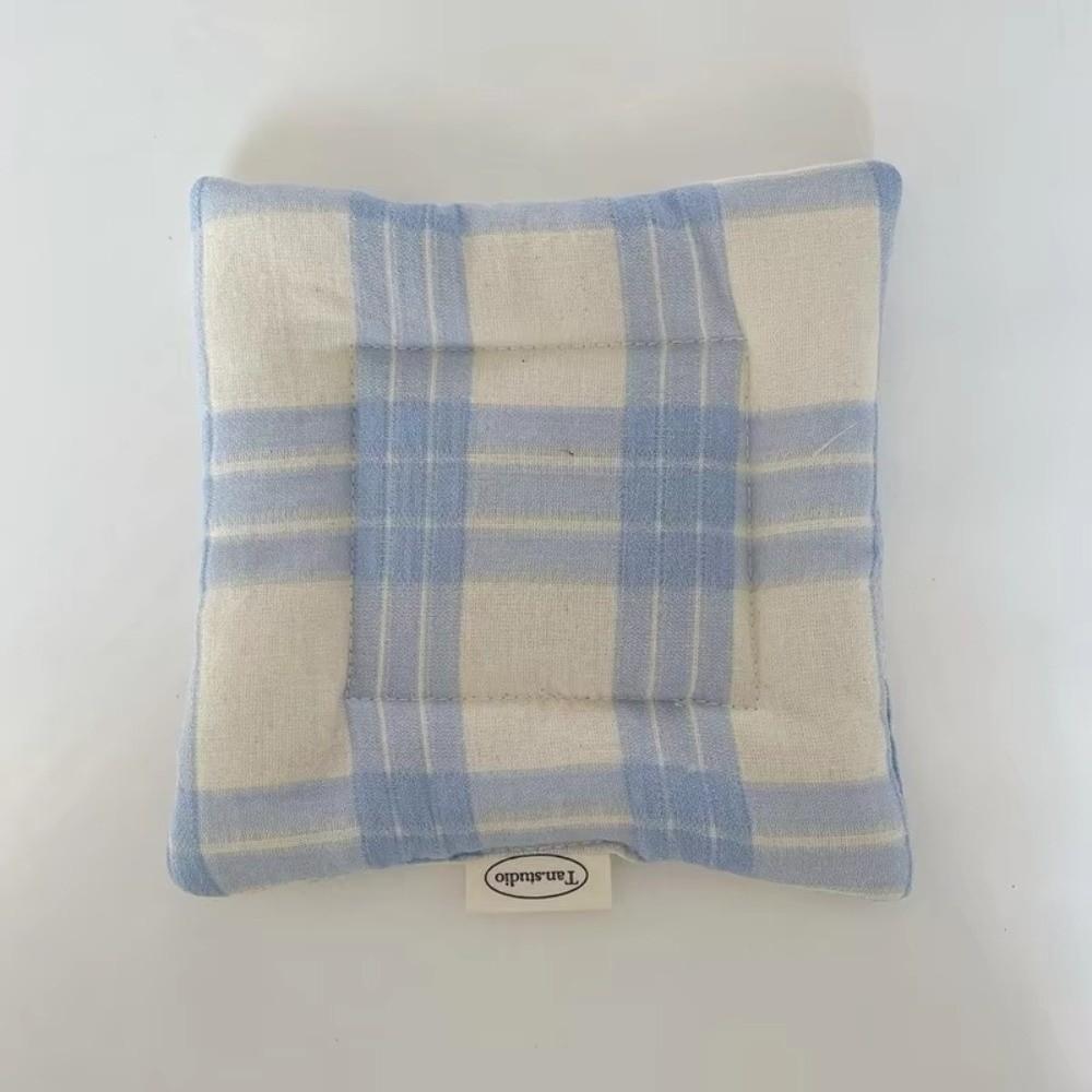 Vintage Hand Made Coaster Korean Style Checked Pattern Cotton Coaster Aesthetic Design Soft Placemats Kitchen Accessory