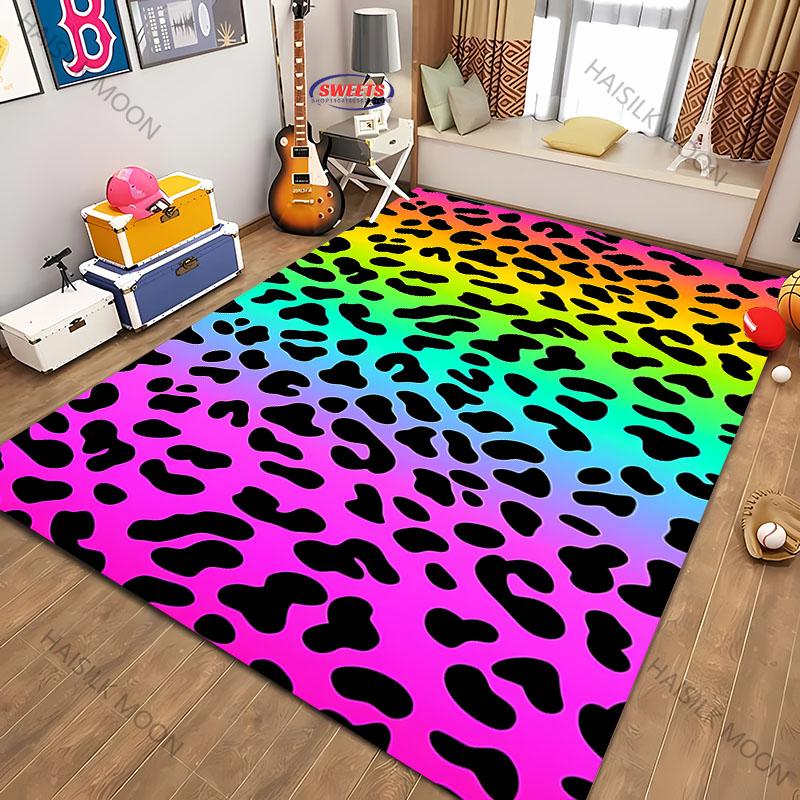3D Printing Colorful Leopard Theme Carpet Living Room Bedroom Sofa Office Large Area Mat Home Decor Rug Great Gift for Friends