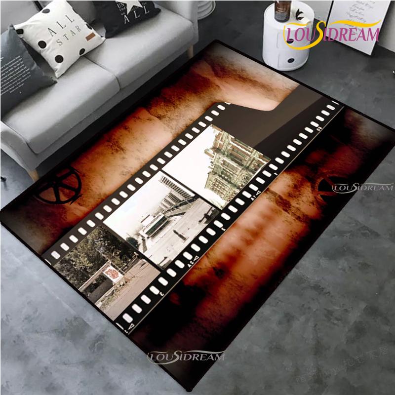 Movie Night Clapboard Area Rug Home Theater Film Art Rugs Cinema Carpet Non-Slip Home Decoration for Bedroom Living Playing Room