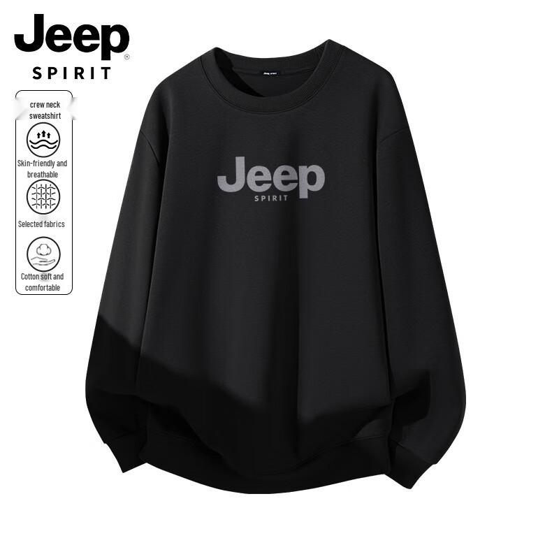 JEEP SPIRIT Men's Trendy Printed Crew Neck Long Sleeve Sweatshirt