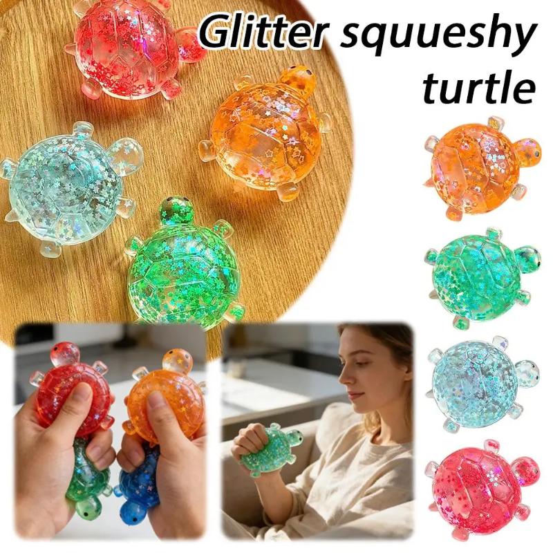 Glitter Turtle Squeeze Toy 1Pcs Anti Stress Animal Fidget Toy Portable for Pocket Travel Stress Relief Kids Gift