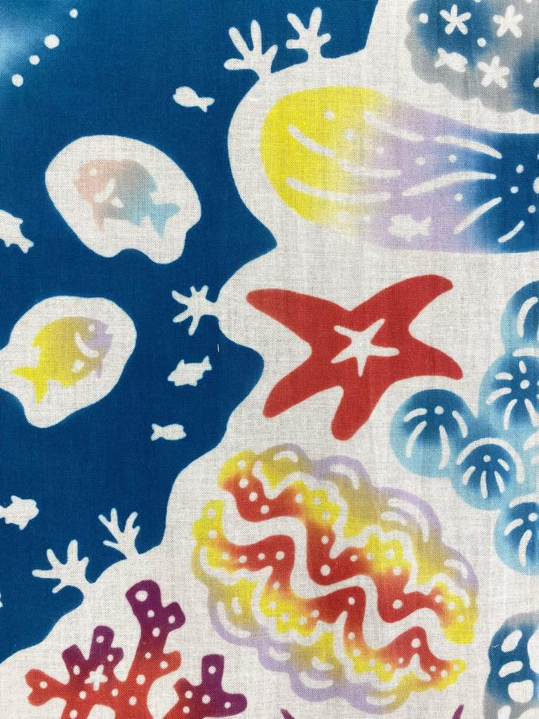 Yagisei Tenugui Hand Bingata Artist Series of Dancing Okinawa Colorful Made In Japan Chū-sen (Dyed Towel) "Sea Lionfish"