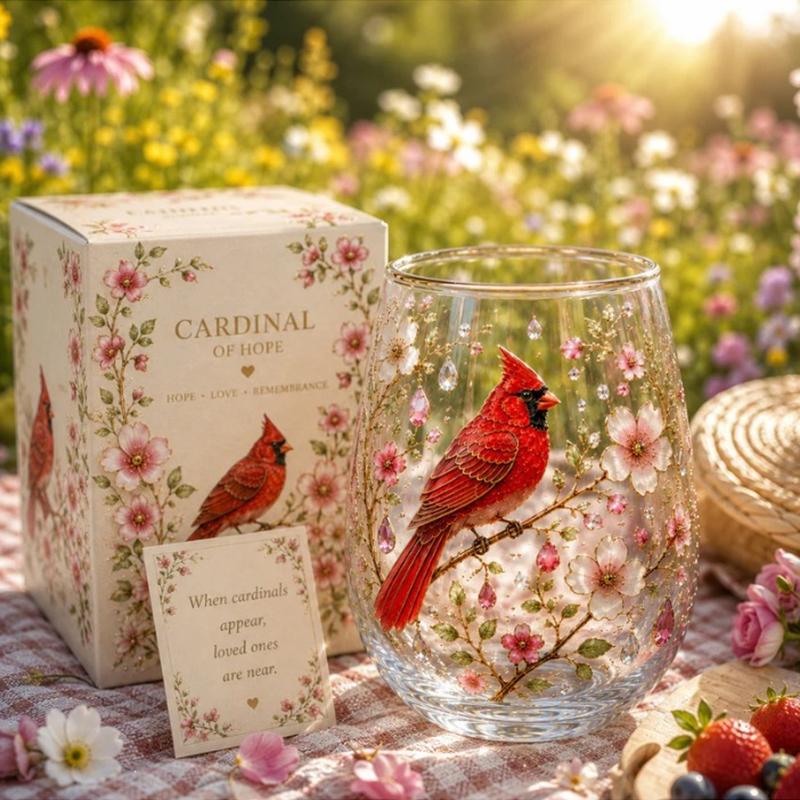 Vintage Painted Animal & Floral Gold Rim Glass Tumbler, Egg-shaped Lead-Free Glass Cup, Creative Gift Cup for Whiskey, Juice and Water