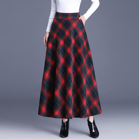 

Tooxika новая шерстяная полуюбка оверсайз для женщин с контрастной клетчатой ​​юбкой с высокой талией XXL