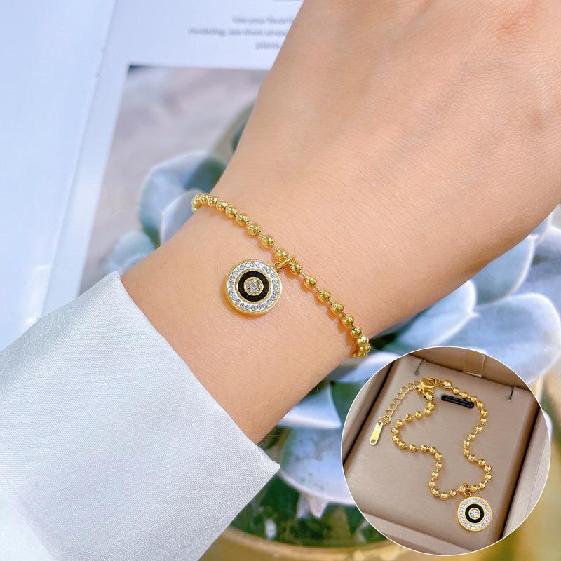 Furnace Real Gold Zircon Hip-Hop Bracelet Gold Fashion Temperament Korean Version Simple Luxury Niche