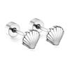 Stylish screw plug stud earrings Small and delicate versatile metal design stainless steel shell stud earrings