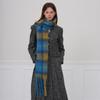Autumn and winter new trend warm thickened comfortable contrasting color multi-color plaid fringed scarf scarf women