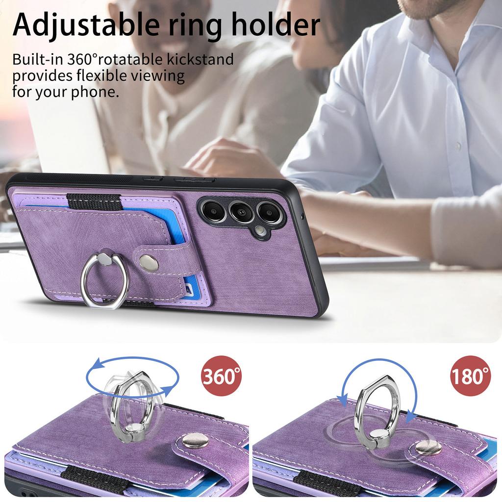 D2 For Samsung Galaxy A55 5G Phone Protective Case Ring Card Holder Kickstand Protection Cover