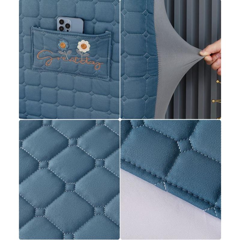 Simple Modern Style Bed Head Cover with Elastic All Inclusive Bedroom Dust-proof and Anti-collision Thickened Universal Headboard Cover with Pocket
