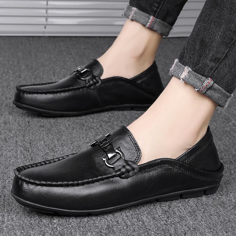 39-46 Fashion Men's Casual Slip On Leather Shoes Loafers Moccasins Flat Driving Shoes