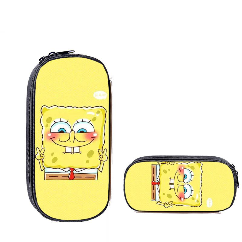 Spongebob Squarepants Cute Cartoon Printing Full-Color Pencil Bag For Primary And Secondary School Students Portable Large-Capacity Leisure