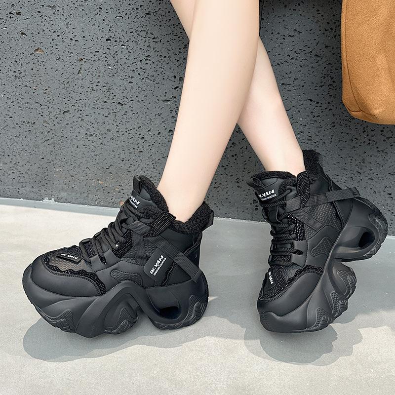 Dad Shoes New Winter Casual Lace-up Thick-soled Warm Casual Dad Shoes