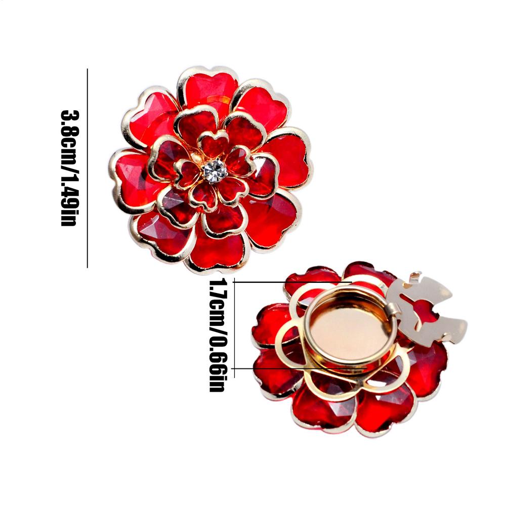 Crystal Flower Button Covers Detachable Clip-On Shirt Coat Decorative Buttons Sewing Button for DIY Blouses Clothing Women Men