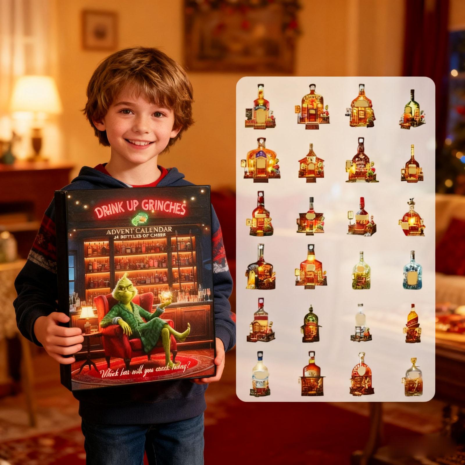 

2D 24pc DRINK UP GRINCHESPopular Holiday Bar 2025 Christmas Advent Calendar Acrylic One Size