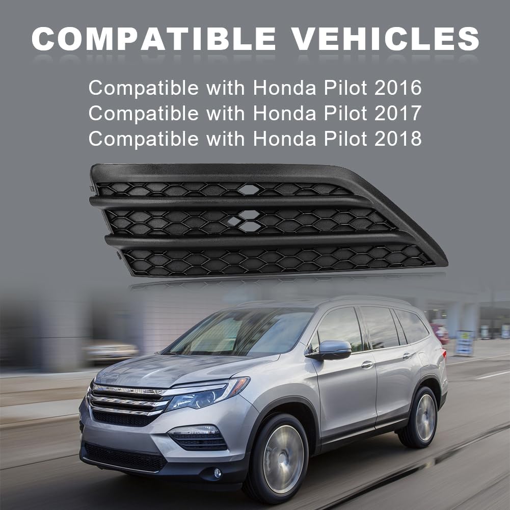 

JDMON Front Fog Light Cover Compatible with Honda Pilot 2016 2017 2018 Replaces 71107TG7A00 HO1038130 (Left Driver Side)