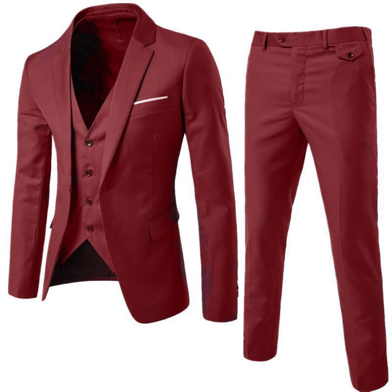 Spring 2020 Business Casual Three-Piece Suit: One-Button Design for Groom & Best Man (Sizes S-6XL).
