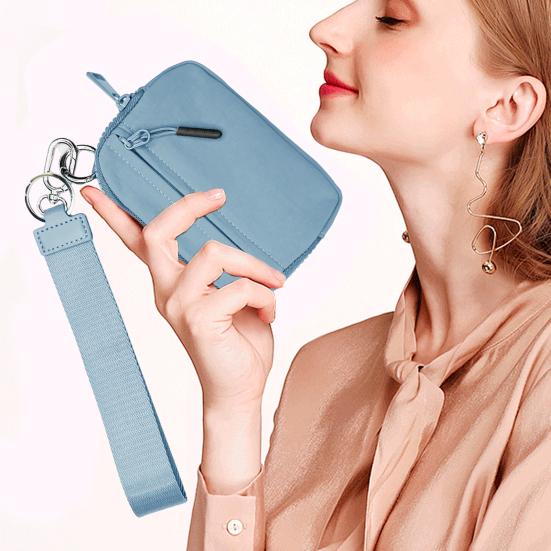 Multifunctional Handbag Wrist Purse with Detachable Lobster Clip Smooth Zipper Closure Lightweight Change Phone