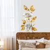 White Rose Gold Leaves Wall Sticker Elegant Vintage Home Decor for Bedroom Living Room Wall Art