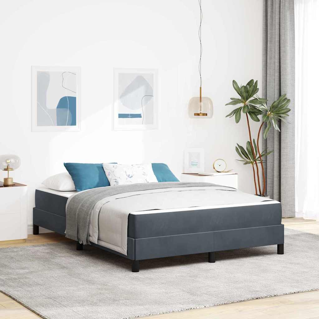 Box Spring Bed with Mattress Dark Gray 140 X 190 Cm Fabric
