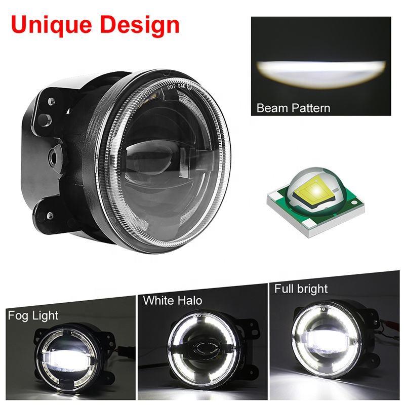 Angel Eye LED Fog Lights for JK & TJ Wrangler: High-Brightness Off-Road Bi-Beam Projector