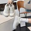 Platform White Shoes Women's Versatile Lace-up Big Head Casual Shoes Spring New Korean Version Polished Leather Sneakers