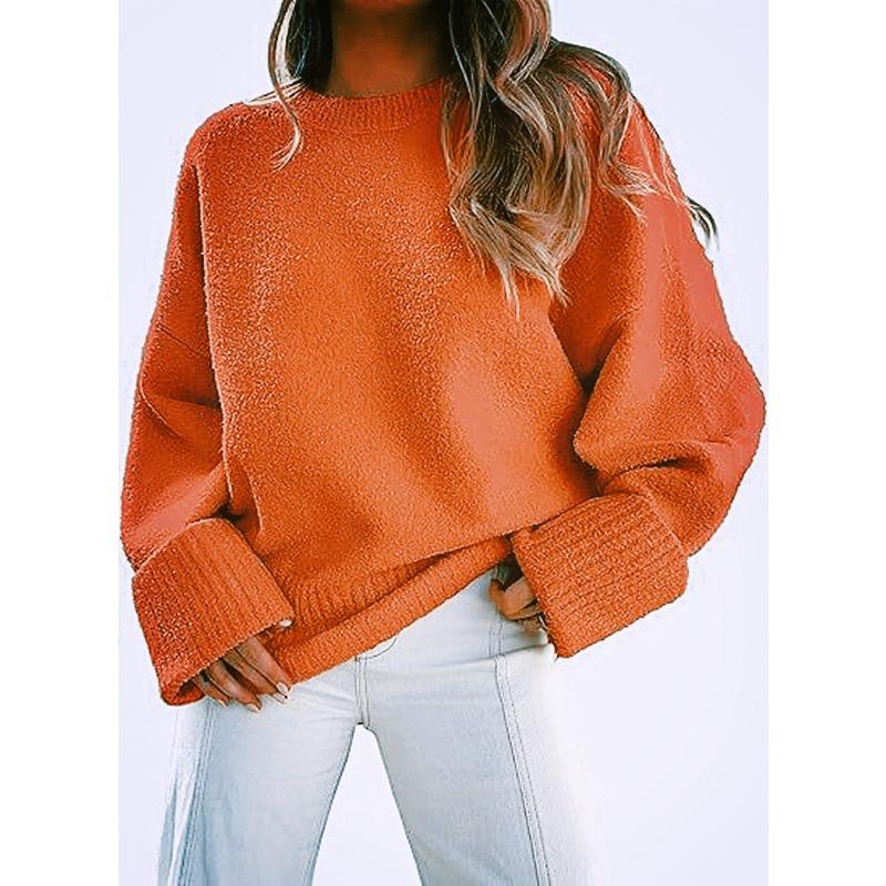 New Autumn and Winter New Versatile Women's Round Neck Long-sleeved Plush Thick Warm Sweater