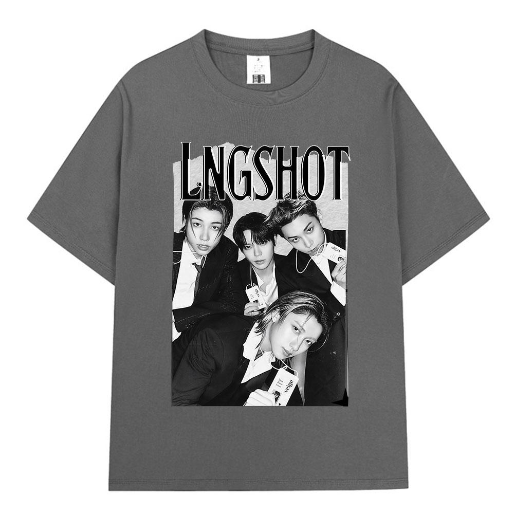 Korean Kpop Hip Hop Group Lngshot Graphic Print T Shirt Unisex Women Clothing Fashion Oversized Short Sleeve Cotton Casual Tshirts