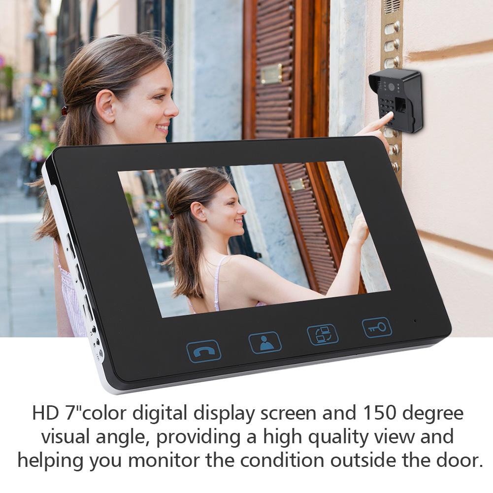 7"2.4GHz Fingerprint Video Wired Camera Doorbell Intercom Digital Visible Door Phone