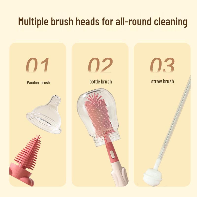 Silicone Multifunctional Baby Bottle Brush Set - Food Grade & Boil-Friendly