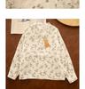 Chemise en Coton et Lin à Manches Longues et Décolleté en V Florale Gorge d'Hiver – Style Printanier Élégant pour Femme