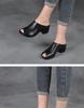 Thick-heeled Soft Leather Outer Slippers Fish Mouth Comfortable Versatile Mid-heeled Women Sandals Women's Mother's Shoes Women