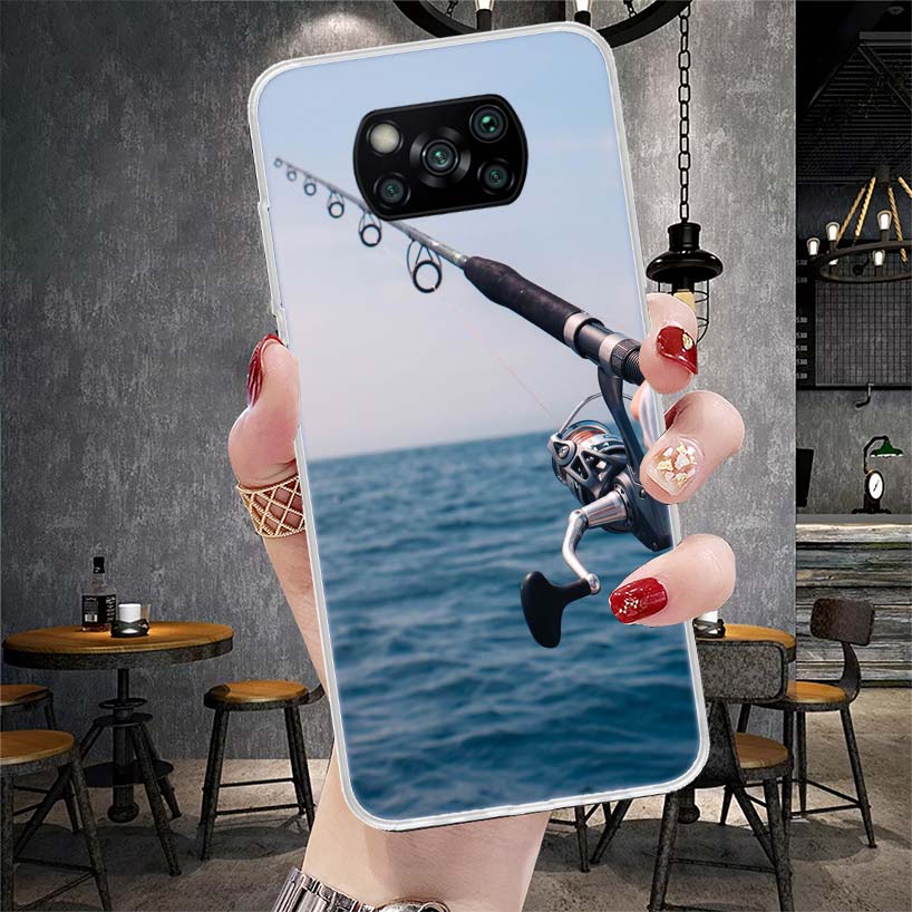 

Carp Fish Fishing Rod Hook Soft Phone Case For Xiaomi Redmi 15C 15 13C 13 Poco X5 X6 X7 F7 Ultra M7 12C 12 10 10C 9C 9A 9T 9 Fun Xiaomi Poco M7 4G