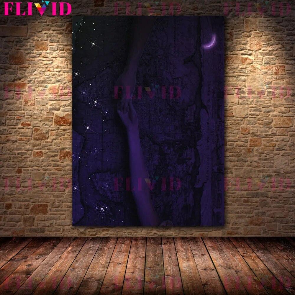 Mysterious Moon Phase Wall Art Canvas Painting Abstract Witchcraft Wicca Witch Art Poster And Print For Living Room Decoration No Frame