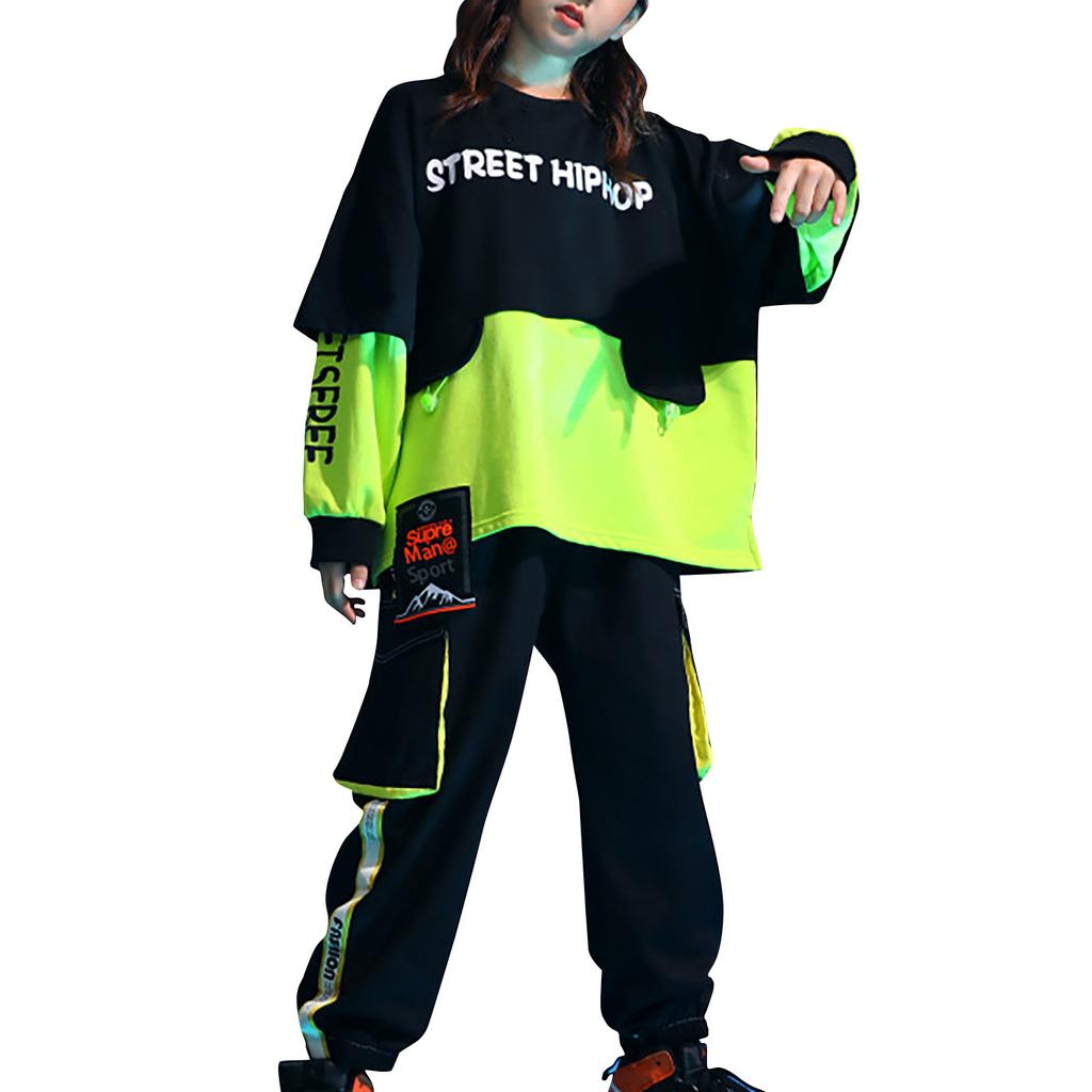 Κοριτσίστικο Fashion Trend Street Dance Set Top Ημιμανίκι Παντελόνι Jazz Dance Set