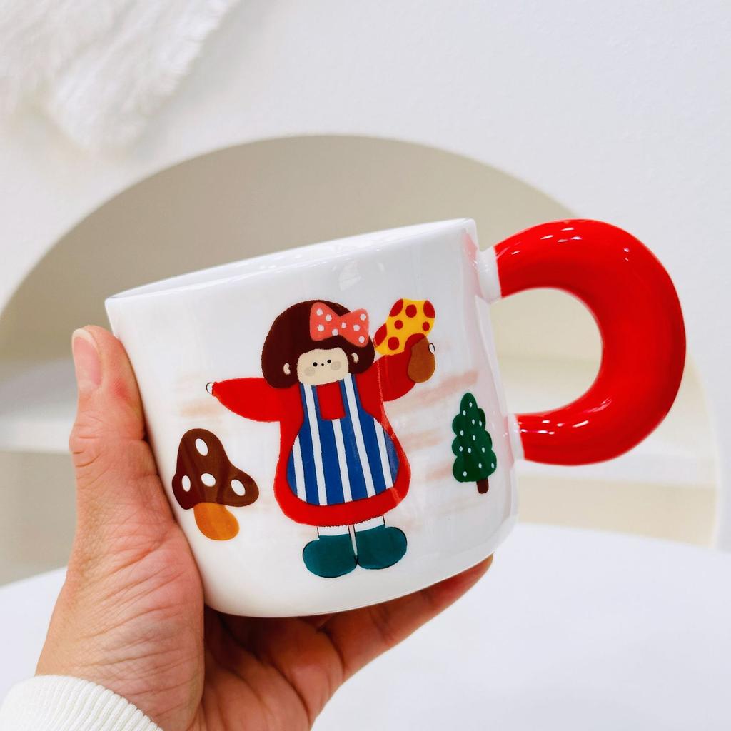 Dívčí suvenýr Roztomilý keramický hrnek s víčkem lžičkou Dárková sada Hrnek Malý dárek Domov Dívka Hrnek na vodu