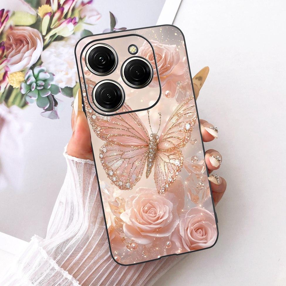 Case For Tecno Spark 20 Pro Cover KJ6 Cute Cat Fashion Butterfly Painted Casing For Techno Spark 20 Pro Bumper