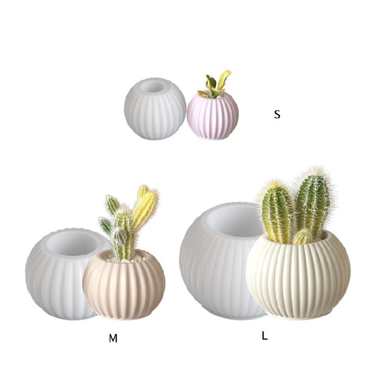 Striped Round Resin Mold Reusable Silicone Candle Cup Maker For Home Decoration Flower Pot Jewelry Organiser Crafting
