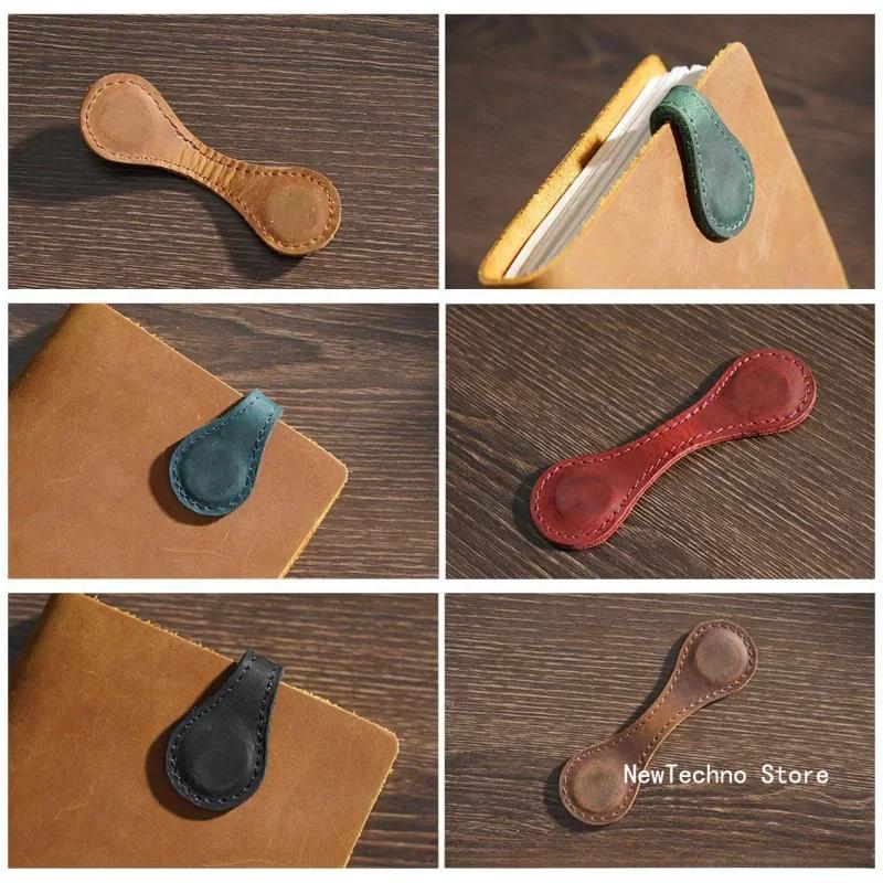 Marcador de Libro de Cuero Retro Cierre Magnético de Doble Cara Clip Magnético Marcadores de Cuaderno Divisor de Páginas Suministros de Papelería