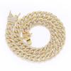 BES Fashion 13mm Miami Cuban Link Chain Necklace Iced Crystal Gold Plated Rhodium Plating Crystal Stone Jewelry Anniversary Gift